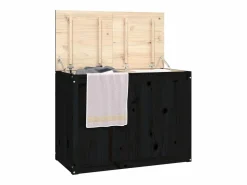 Cesto De Ropa|Caja de lavandería negra 88,5x44x66 cm Madera maciza de pino