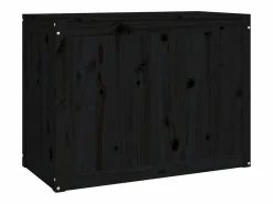 Cesto De Ropa|Caja de lavandería negra 88,5x44x66 cm Madera maciza de pino
