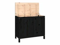 Caja de lavandería negra 88,5x44x76 cm Madera maciza de pino^ Hot