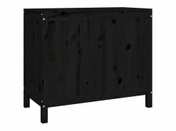 Caja de lavandería negra 88,5x44x76 cm Madera maciza de pino^ Hot