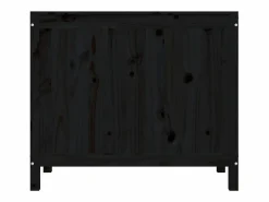 Caja de lavandería negra 88,5x44x76 cm Madera maciza de pino^ Hot