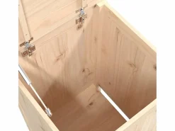 Caja de lavandería 44x44x76 cm Madera maciza de pino Marru00f3n New