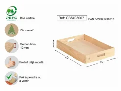 Astigarraga Caja de madera 40 x 30 x 7 cm Beige Hot