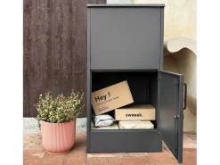 Sweeek Caja de paquetes de 56cm en acero galvanizado con candado antracita Gris antracita New
