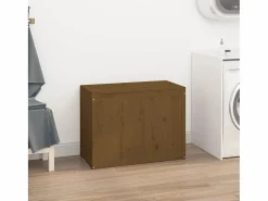 Caja de ropa marrón miel 88,5x44x66 cm Madera maciza de pino Marru00f3n Best