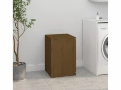 Cesto De Ropa|Caja de ropa marrón miel 44x44x66 cm Madera maciza de pino
