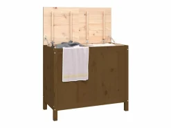 Caja de ropa marrón miel 88,5x44x76 cm Madera maciza de pino Marru00f3n