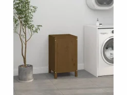 Cesto De Ropa|Caja de ropa marrón miel 44x44x76 cm Madera maciza de pino