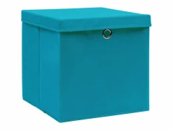 Cajas de almacenaje con tapa 4 uds 28x28x28cm celeste Azul Clearance