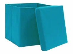 Cajas de almacenaje con tapa 4 uds 28x28x28cm celeste Azul Clearance
