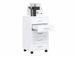 Cajonera con ruedas madera contrachapada blanco brillante^vidaxl Outlet