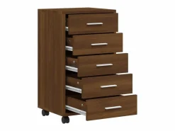vidaxl Cajonera De Escritorio|Cajonera con ruedas madera contrachapada marrón roble