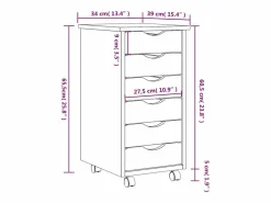 vidaxl Cajonera con ruedas MOSS madera maciza de pino Blanco Best