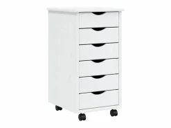 vidaxl Cajonera con ruedas MOSS madera maciza de pino Blanco Best