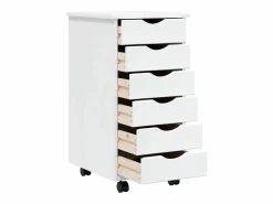 vidaxl Cajonera con ruedas MOSS madera maciza de pino Blanco Best