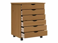 vidaxl Cajonera con ruedas MOSS madera maciza pino marrón miel Color natural claro Outlet