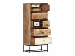 vidaxl Armario De Jardín|Cajonera de madera maciza reciclada 45x30x105 cm