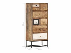 vidaxl Armario De Jardín|Cajonera de madera maciza reciclada 45x30x105 cm