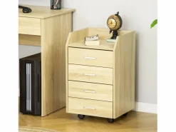 Vinsetto Cajonera De Escritorio|Cajonera de oficina madera natural 40x36x65 cm