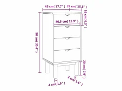 vidaxl Cajonera OTTA madera maciza de pino 45x39x90 cm Color natural claro New
