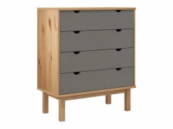 vidaxl Cajonera OTTA madera maciza pino marrón y 76,5x39,5x90 cm Gris Hot