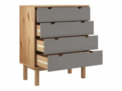vidaxl Cajonera OTTA madera maciza pino marrón y 76,5x39,5x90 cm Gris Hot