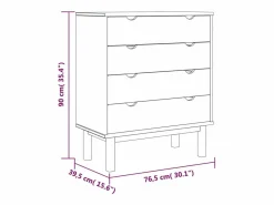 vidaxl Cajonera OTTA madera maciza pino marrón y 76,5x39,5x90 cm Gris Hot