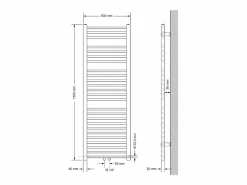 LuxeBath Toallero Eléctrico|Calentador de toallas no eléctrico Sahara, 500 x 1500 mm, , conexión central