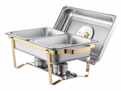 Materiales Y Utensilios De Cocina|Calentadores de Comida SucceBuy Juego de Bufé Rectangular de 7.5 L (Juego de 2, con Bandejas de Acero Inoxidable de Tamaño Medio)