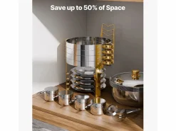 Materiales Y Utensilios De Cocina|Calentadores de Comida SucceBuy Juego de 4 Calentadores de Bufé Redondos de 4.7 L, de Acero Inoxidable, con 4 Cuencos de Gran Capacidad, Tapa y Pinzas