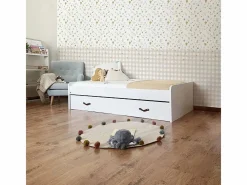 Cama + elevable aglomerado con somier 105/105 cm Blanco Discount