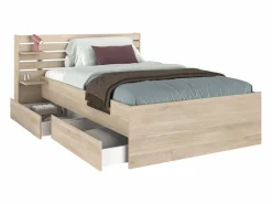 Vente-unique Cama 120 x 190 cm con 4 cajones color natural + somier + colchón - TENALIA Color natural claro Outlet