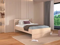 Cama 120 x 190 cm con almacenaje color natural + somier + colchón - TENALIA^Vente-unique Hot
