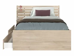 Cama 120 x 190 cm con almacenaje color natural + somier + colchón - TENALIA^Vente-unique Hot