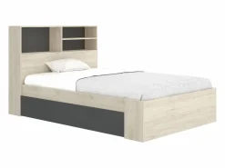 Vente-unique Cama 120 x 190 cm con almacenaje en color natural y antracita + somier - VARDIEL Gris antracita / Color natural claro Hot
