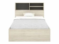 Vente-unique Cama 120 x 190 cm con almacenaje en color natural y antracita + somier - VARDIEL Gris antracita / Color natural claro Hot