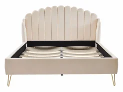 Vente-unique Cama Terciopelo|Cama 140 x 190 cm con cabecero ondeado en terciopelo - SAGALI
