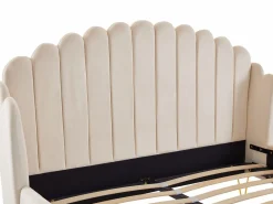 Vente-unique Cama Terciopelo|Cama 140 x 190 cm con cabecero ondeado en terciopelo - SAGALI