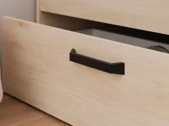 Vente-unique Cama Adulto|Cama 140 x 190/200 cm con cabecero en natural y negro + somier + colchón - KINSELIA