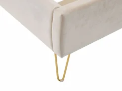 Vente-unique Cama 160 x 200 cm con cabecero ondulado en terciopelo - SAGALI Beige Sale