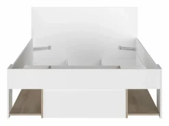 Vente-unique Cama Con Almacenaje|Cama Infantil|Cama 120 x 190 cm con compartimentos color blanco y natural + somier + colchón - KINSELIA