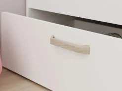 Vente-unique Cama Con Almacenaje|Cama Infantil|Cama 120 x 190 cm con compartimentos color blanco y natural + somier + colchón - KINSELIA