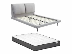 Vente-unique Cama Terciopelo|Cama 140 x 190 cm de terciopelo en color + colchón - IBEDIA
