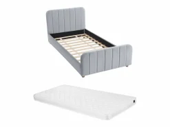 Vente-unique Cama Terciopelo|Cama 90 x 190 cm en terciopelo con costuras + colchón - ROGADI