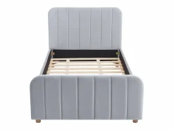 Vente-unique Cama 90 x 190 cm en terciopelo con costuras - ROGADI Gris Online