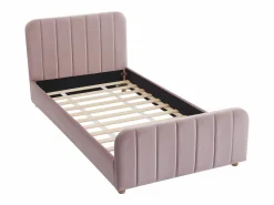 Vente-unique Cama Terciopelo|Cama 90 x 190 cm en terciopelo con costuras + colchón - ROGADI