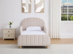 Vente-unique cama 90 x 190 cm tejido texturizado en color + colchón - MIRAVELO Beige Hot