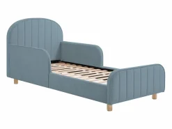 Vente-unique cama 90 x 190 cm tejido texturizado en color + colchón - MIRAVELO Azul Outlet