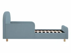 Vente-unique cama 90 x 190 cm tejido texturizado en color + colchón - MIRAVELO Azul Outlet