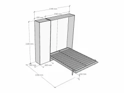 ITAMOBY Cama Abatible|Cama abatible 140 vertical Kentaro con columna Fresno